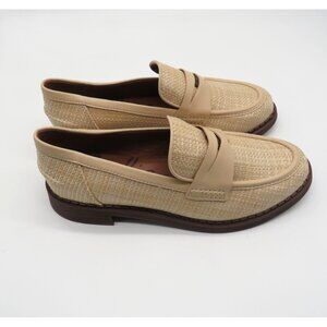 Zodiac Women's Beige Woven Penny Loafers With Faux Leather Trim 7.5 NEW